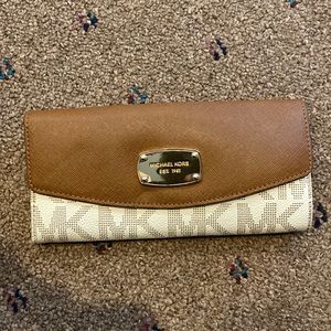 Michael Kors White/Brown Leather Wallet